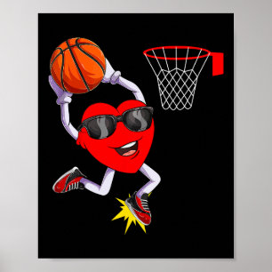 Leuk hart Dunking Basketbal Sport Liefhebbers Vale Poster