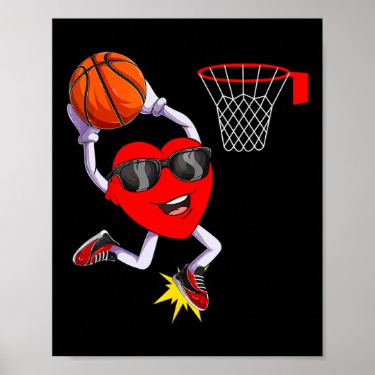 Leuk hart Dunking Basketbal Sport Liefhebbers Vale Poster (Voorkant)