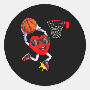 Leuk hart Dunking Basketbal Sport Liefhebbers Vale Ronde Sticker