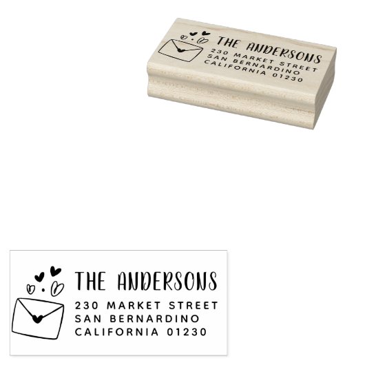 Leuk hart envelop Moderne naam & retour adres Rubberstempel (Gestempeld)