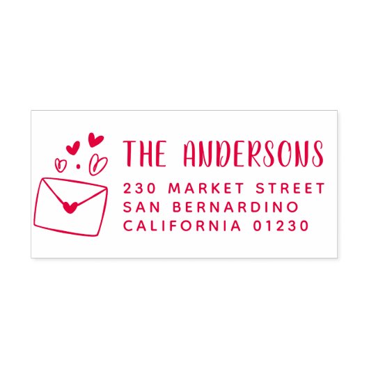 Leuk hart envelop Moderne naam & retour adres Zelfinktende Stempel (Design)