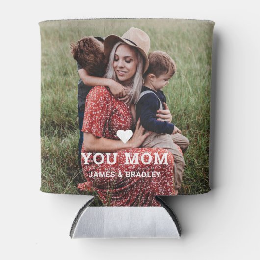 Leuk hart hou van je mam Moederdag foto Blikjeskoeler (Voorkant)