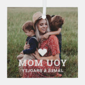 Leuk hart hou van je mam Moederdag foto Glas Ornament (Achterkant)