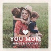 Leuk hart hou van je mam Moederdag foto Glazen Onderzetter (Voorkant)