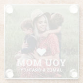 Leuk hart hou van je mam Moederdag foto Glazen Onderzetter (Achterkant)