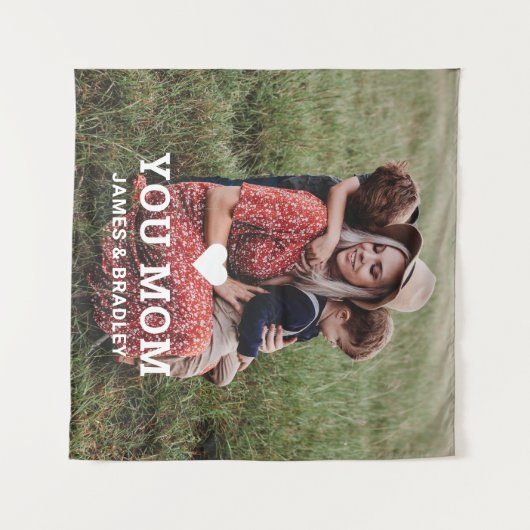 Leuk hart hou van je mam Moederdag foto Wandkleed (Voorkant (horizontaal))