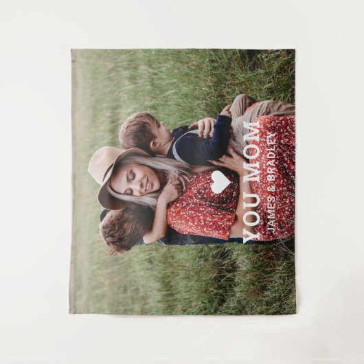 Leuk hart hou van je mam Moederdag foto Wandkleed (Voorkant)