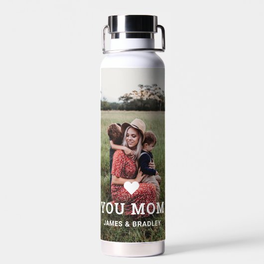Leuk hart hou van je mam Moederdag foto Waterfles (Achterkant)