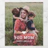 Leuk hart hou van je mam Moederdag foto Wijn Etiket (Enkel label)