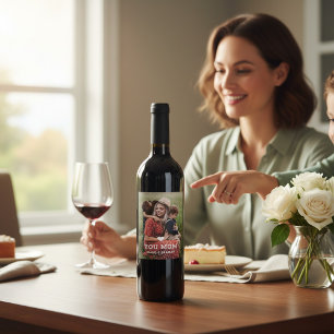 Leuk hart hou van je mam Moederdag foto Wijn Etiket