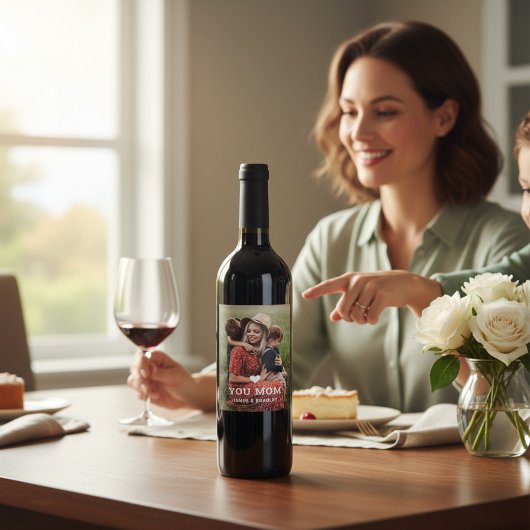 Leuk hart hou van je mam Moederdag foto Wijn Etiket