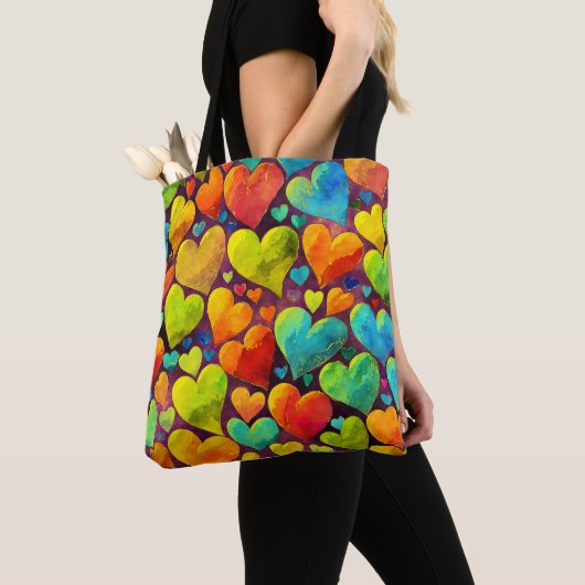 Leuk Hart Patroon Gele Mix Tote Bag (Dichtbij)