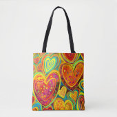 Leuk Hart Patroon Gele Mix Tote Bag (Voorkant)