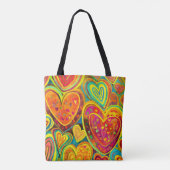 Leuk Hart Patroon Gele Mix Tote Bag (Achterkant)