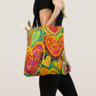 Leuk Hart Patroon Gele Mix Tote Bag