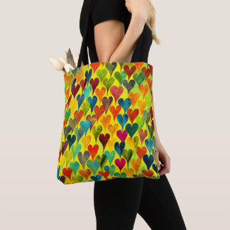 Leuk Hart Patroon Gele Mix Tote Bag