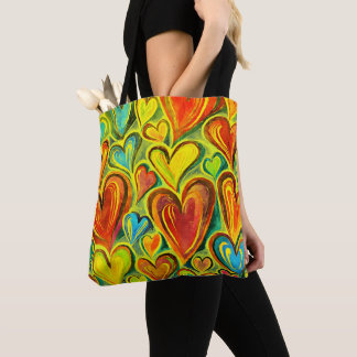 Leuk Hart Patroon Gele Mix Tote Bag