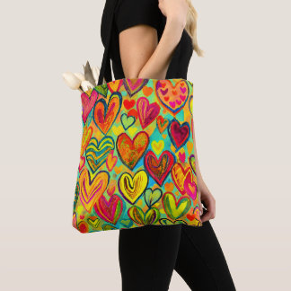 Leuk Hart Patroon Gele Mix Tote Bag