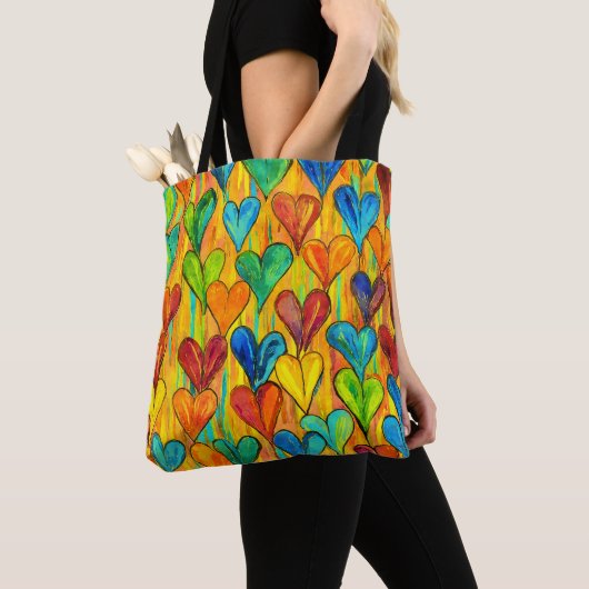 Leuk Hart Patroon Gele Mix Tote Bag (Dichtbij)