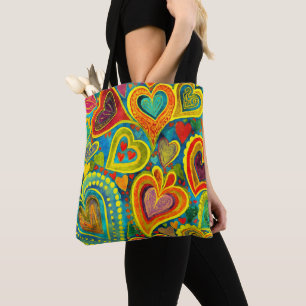 Leuk Hart Patroon Gele Mix Tote Bag