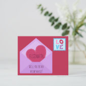 Leuk hart thema bruidsmeisje voorstel kaart (Staand voorkant)