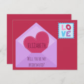 Leuk hart thema bruidsmeisje voorstel kaart (Voorkant / Achterkant)