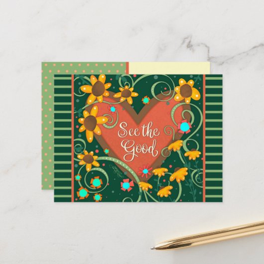 Leuk hart Zie de goede citaat inspirativiteit Briefkaart (Voorkant / Achterkant in situ)