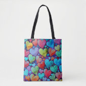 Leuk hartpatroon Blauw Mix Tote Bag (Voorkant)
