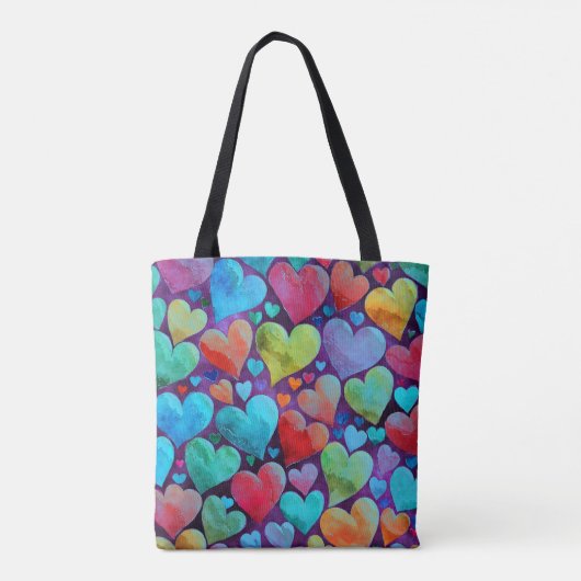 Leuk hartpatroon Blauw Mix Tote Bag (Achterkant)