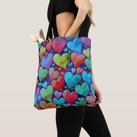 Leuk hartpatroon Blauw Mix Tote Bag (Dichtbij)