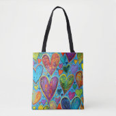 Leuk hartpatroon Blauw Mix Tote Bag (Voorkant)
