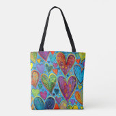 Leuk hartpatroon Blauw Mix Tote Bag (Achterkant)