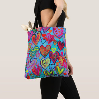 Leuk hartpatroon Blauw Mix Tote Bag