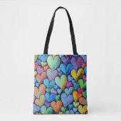 Leuk hartpatroon Blauw Mix Tote Bag (Voorkant)