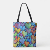 Leuk hartpatroon Blauw Mix Tote Bag (Achterkant)