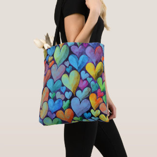 Leuk hartpatroon Blauw Mix Tote Bag
