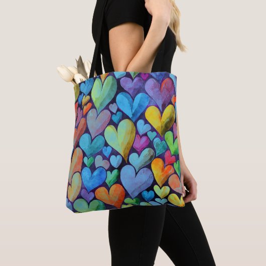 Leuk hartpatroon Blauw Mix Tote Bag (Dichtbij)
