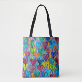 Leuk hartpatroon Blauw Mix Tote Bag (Voorkant)