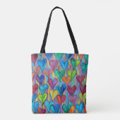 Leuk hartpatroon Blauw Mix Tote Bag (Achterkant)