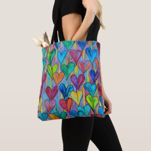 Leuk hartpatroon Blauw Mix Tote Bag