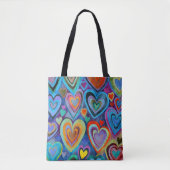 Leuk hartpatroon Blauw Mix Tote Bag (Voorkant)