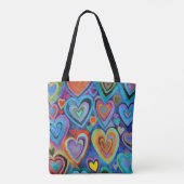 Leuk hartpatroon Blauw Mix Tote Bag (Achterkant)