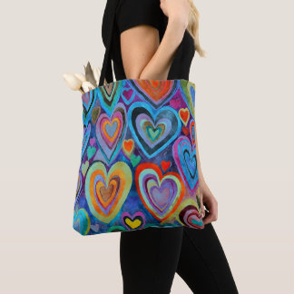Leuk hartpatroon Blauw Mix Tote Bag