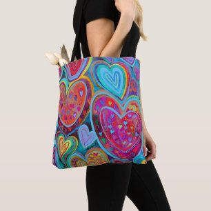 Leuk hartpatroon Blauw Mix Tote Bag