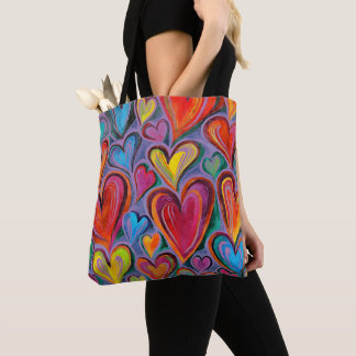 Leuk hartpatroon Paarse mix Tote Bag