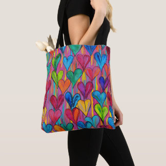 Leuk hartpatroon Paarse mix Tote Bag