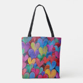 Leuk hartpatroon Paarse mix Tote Bag (Achterkant)