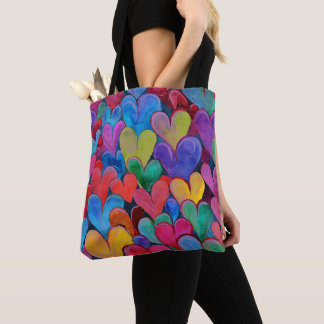 Leuk hartpatroon Paarse mix Tote Bag