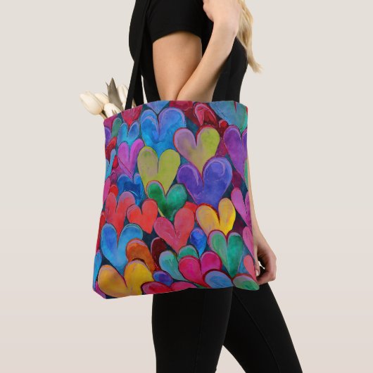 Leuk hartpatroon Paarse mix Tote Bag (Dichtbij)