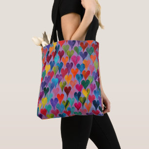 Leuk hartpatroon Paarse mix Tote Bag